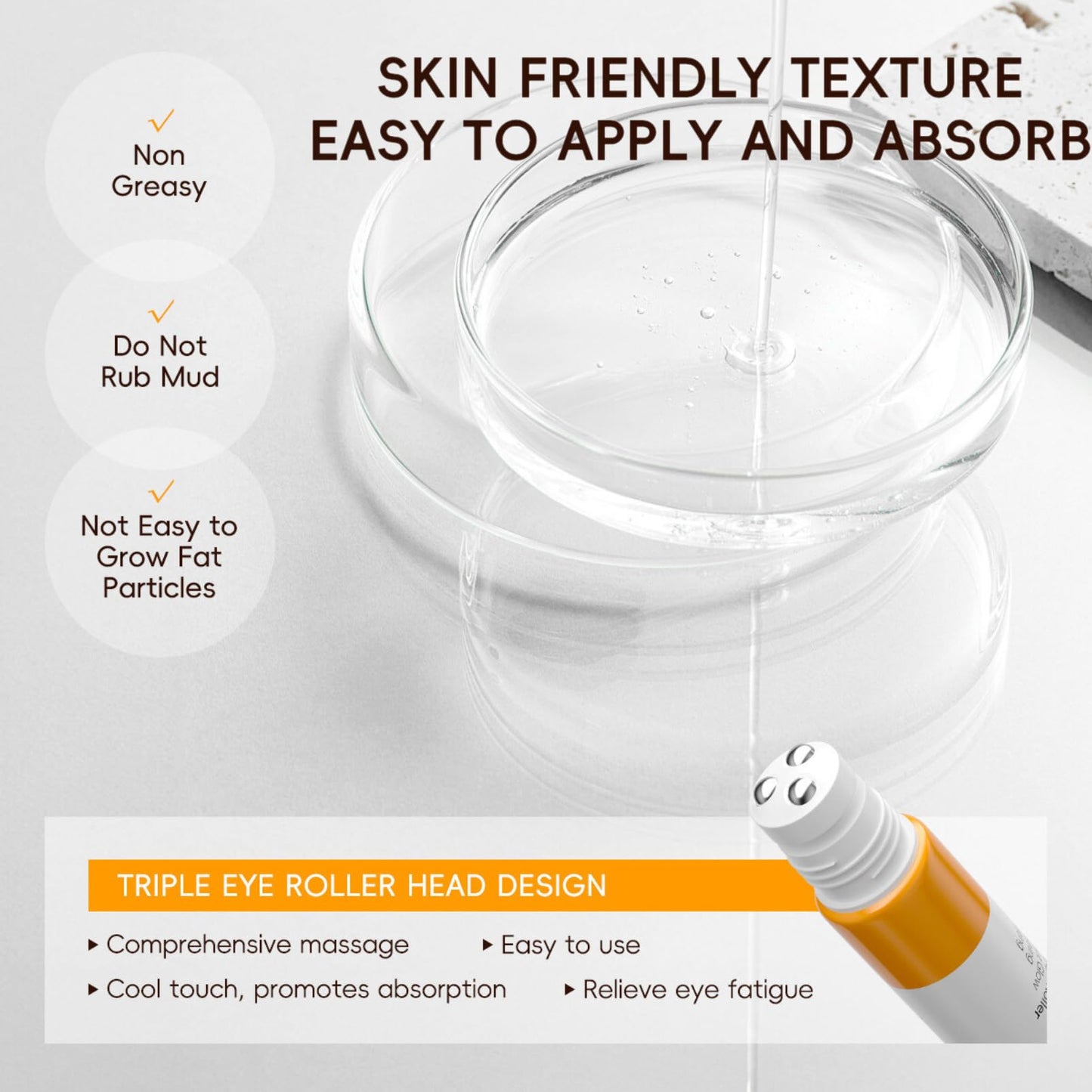 Vitamin C Eye Serum,Eye Bags Remover Women,Eye Roller for Dark Circles and Puffiness,Skincare for Dark Circles Under Eye Treatment Women,Liquid Eye Cream with Niacinamide,Caffeine