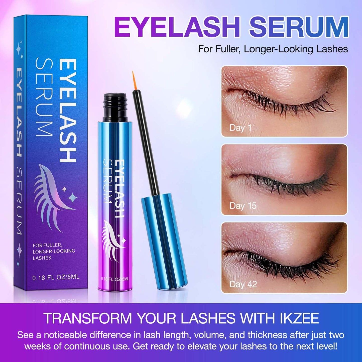 Eveloveu Enhance Lash and Thickness with Lash Booster Serum, Featuring a Brush Applicator - Rapidly Promote Longer, Fuller, and Stronger Lashes with the Eyelash Serum