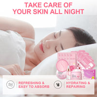 Skin Care Sets & Kits, Cherry Blossom Skincare Set Skin Care for Teenage Girls, Pamper Sets for Women Skincare Sets with Face Cream,Face Serum,Lip Mask,Sleep Mask,Eye Mask,Mud Mask