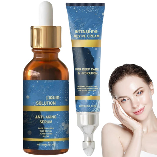2PCS Liquid Solution Serum&Intense Eye Cream,Ola/vita Serum & Intense Eye Revive Cream,Liquid Wrinkle Remove Serum & Eye Cream,Ola/vitas Solution