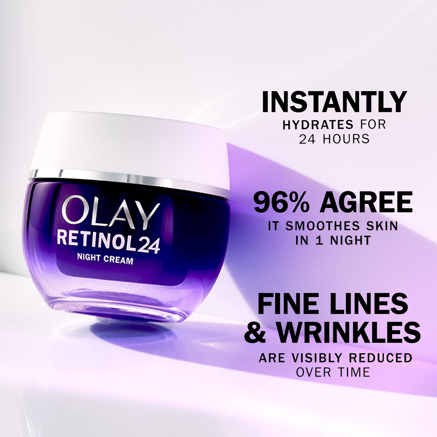 Olay Retinol 24 Night Cream Face Moisturiser, Skincare with Antioxidant Vitamin E Overnight Anti Aging Skin Care: Smooths, Renews and Hydrates, 50ml