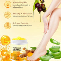 Turmeric&Vitamin C Foot&Hand Cream for Cracked Heels and Dry Skin-30% Hyaluronic Acid Hand Cream for Very Dry Feet&Hands,Hard Skin Remover,Intensive Moisturising for Cracked Skin for Women&Men,250g