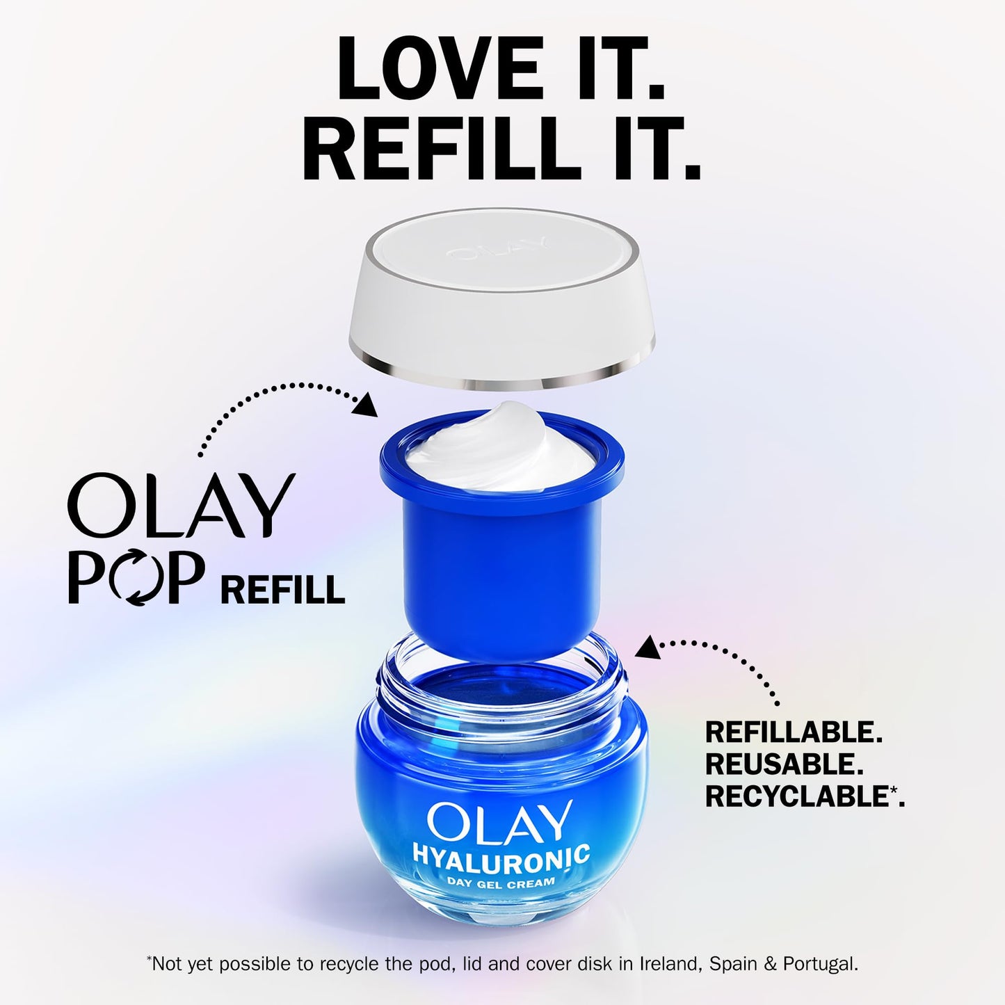 Olay Hyaluronic Acid Face Moisturiser Day Gel Cream, Skincare with Niacinamide 99% Purity and Vitamin B5 (Panthenol) Hydrating Skin Care: Plumps, Smooths, Hydrates Non Greasy, Non Sticky, 50ml