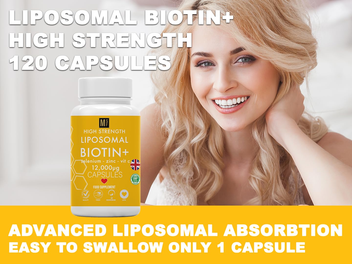 MetaSuperfoods Biotin Hair Growth Vitamins 12,000mcg | 180 High Strength Biotin Supplement | Selenium Zinc & VIT C Complex D - Biotin Tablets | 6 Months Supply Vegan