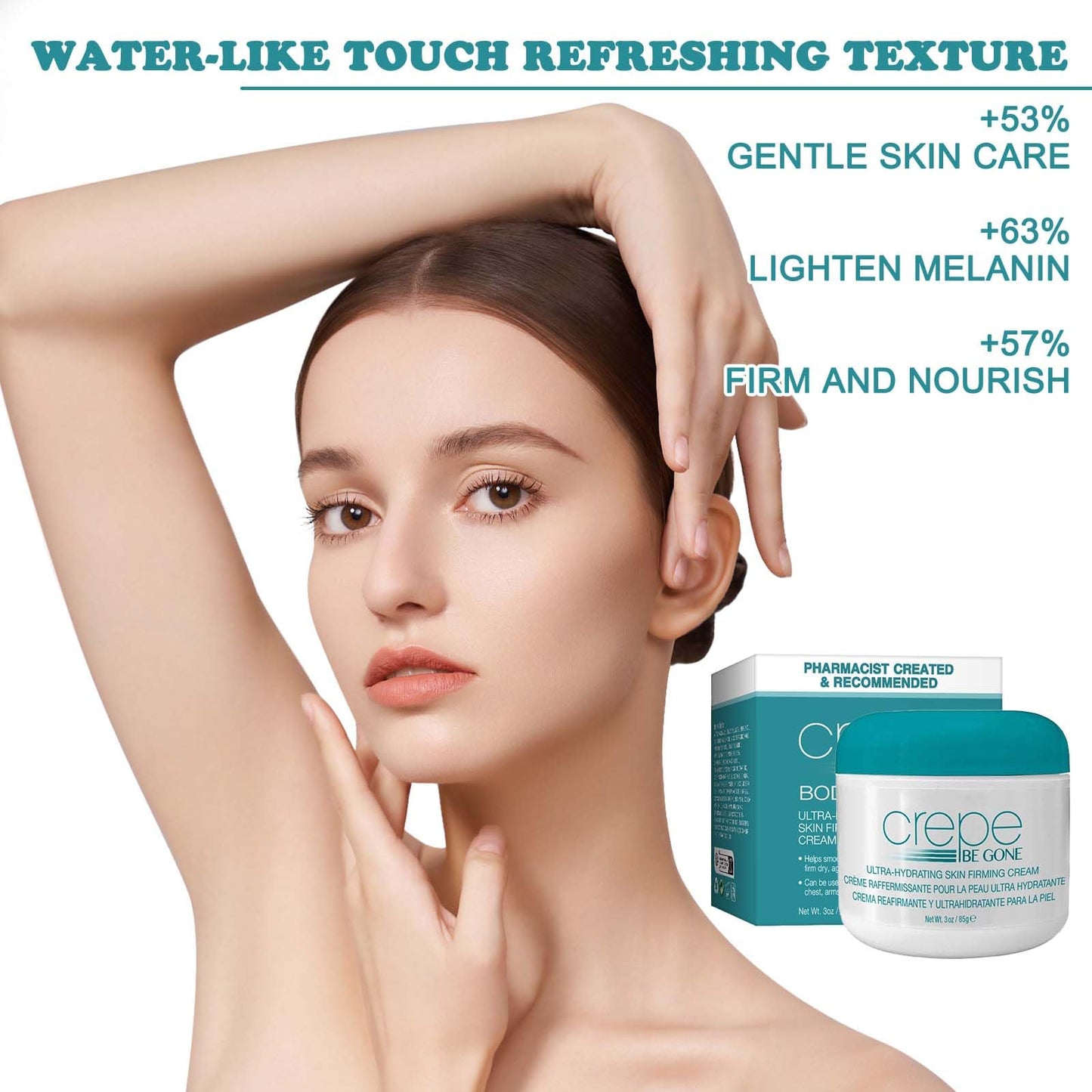 Body Souffle 85g Firming Neck Cream with Spoon Ultra Hydrating Crepe Skin Firming Cream Crepe Eraser for Women Skincare Body Cream for Deep Hydration for Use on Neck Chest Arms and Legs