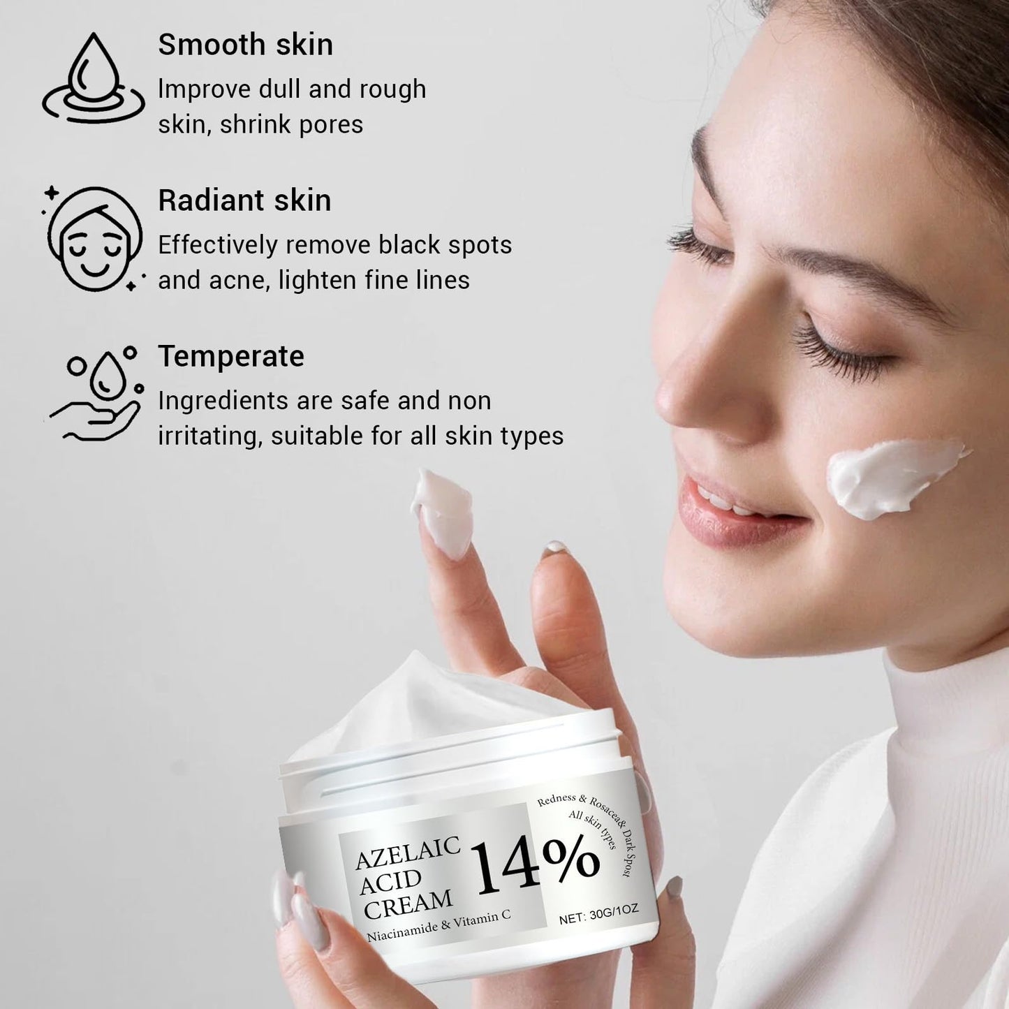 Asheyya Azelaic Acid Cream, Face Serum Skin Care Beauty with Niacinamide & Vitamin C