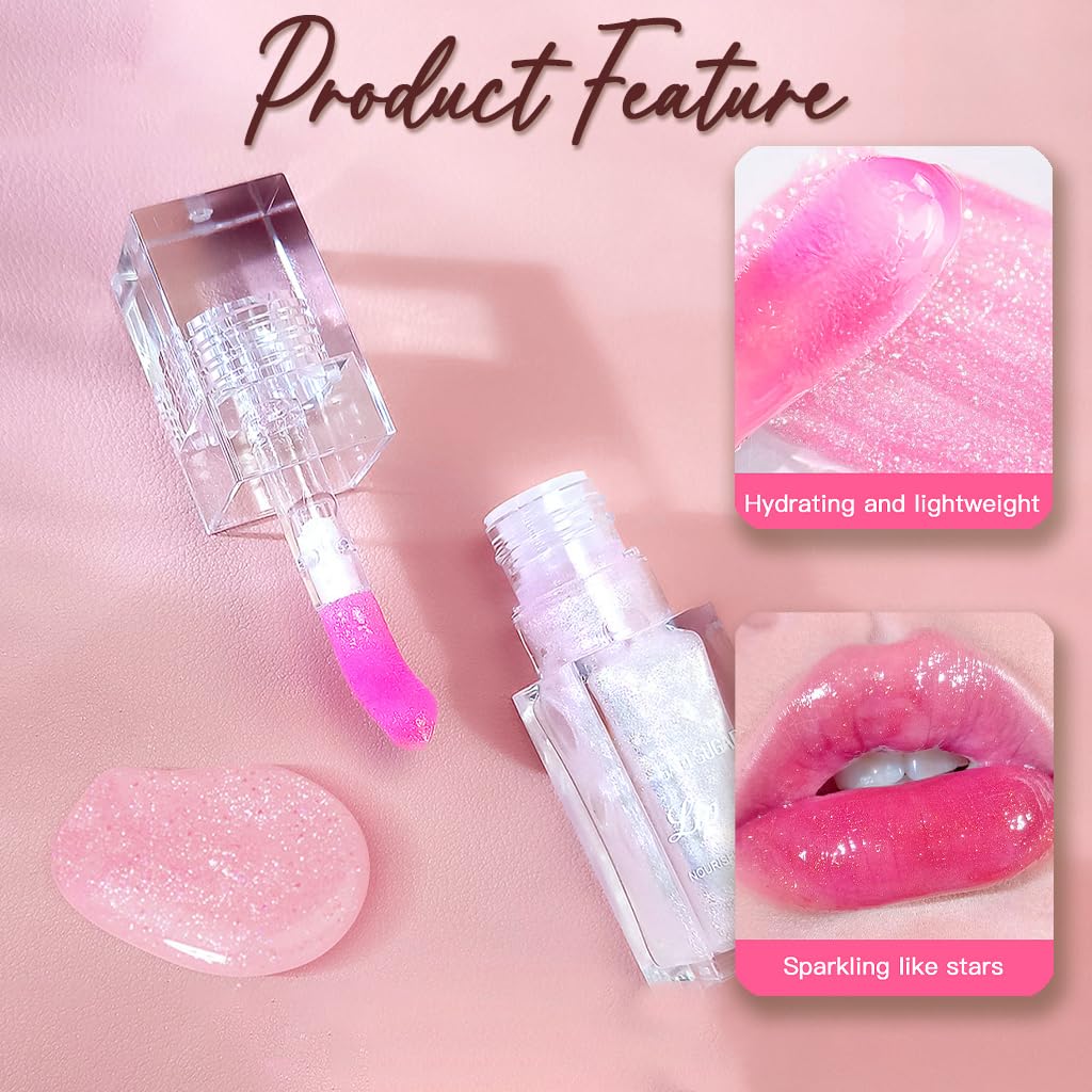 YUYUE-YY Colour Changing Lip Oil, Magic Colour Changing Lip Oil, Plumping Lip Gloss, Glitter Lip Gloss, Hydrating Glitter Shine Liquid Lipstick Moisturizing Lip Care Lip Gloss for Teenage Girls (3#Black Pearl)