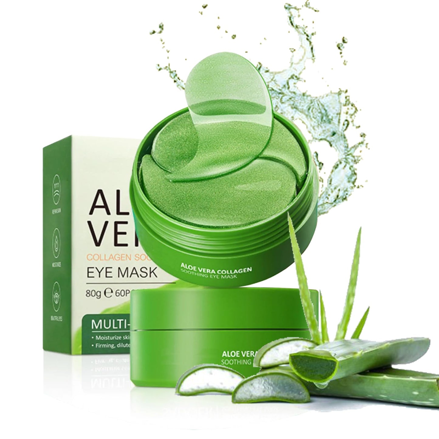 FANFALUV Aloe Vera Under Eye Gel Patches,Under Eye Patches,Under Eye Mask For Puffy Eyes,Eye Bags Remover,Moisturizing,Anti Aging,Anti Wrinkle,Dark Circles-Collagen Eye Patches 60pcs (ALOE VERA)