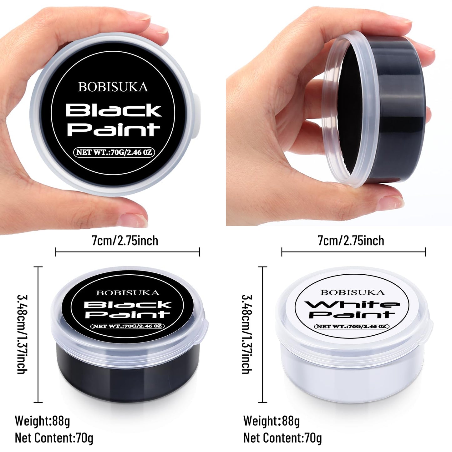 BOBISUKA Halloween Cosplay SFX Makeup Black + White Face Body Paint Special Effects Makeup Kit Dress Up Non Toxic Face Painting Kits for Adult Full Coverage Face paint Fx Make Up