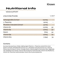 Mood Support Gummies by Known | Ashwagandha, Theanine & Rhodiola | 60 Two-a-Day Gummies (Two Month’s Supply) | Anxiety, Stress & Mental Fatigue Relief