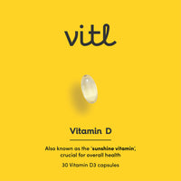 VITL Vitl Vitamin D3 | for Immune System, Bone, Teeth, Muscle, Heart Strength & Support | 30 Vegan Softgel Capsules in Pocket-Sized Tin