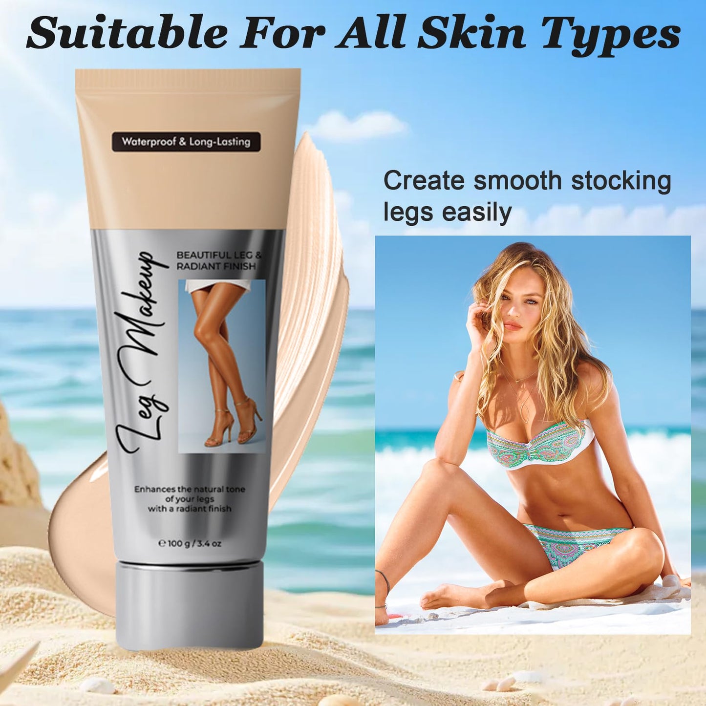 BoloShine Leg Makeup Waterproof, No Transfer Leg Make Up to Cover Veins, Body Scar Tattoo Cover Up, Long-Lasting, Light & Easy Application, Full Coverage Concealer for Women (Light Glow)