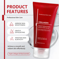 INSKIN Collagen Overnight Peel-Off Mask, Overnight Face Mask,Collagen Face Mask Over-night,Coll-agen Night Wrapping Mask, Hydration &Boosts Elasticity,Soothing,Reduces Wrinkle with Brush