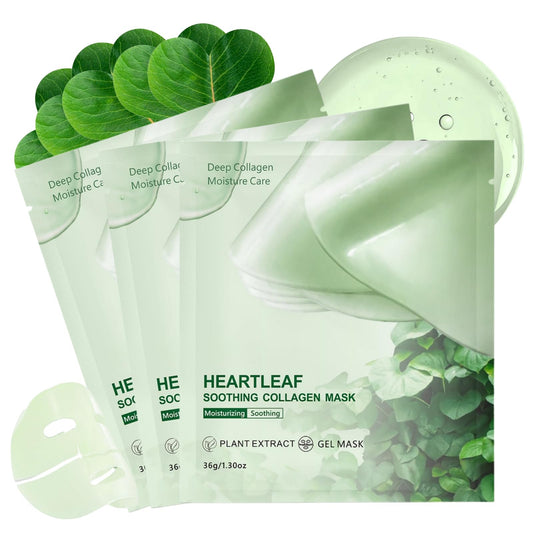IZBEAUVO 3Pcs Heartleaf 70 Collagen Face Mask, Bio Overnight Sheet Mask for Glass Skin, Color Changing Collagen Gel Mask, Hydrogel Face Masks with Hyaluronic Acid, Deep Hydration, Tightening, Korean Skincare