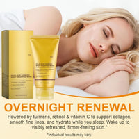 Koj-Ic Acid Turmeric Collagen Night Wrapping Mask,Turmeric And Koj-Ic Acid Face Mask,Turm-Eric Face Ma-Sk,Overnight Brightening Fa-Ce Ma-Sk,Nourishes Dull Uneven Skin&Improved Elasticity,Deep Hydrat