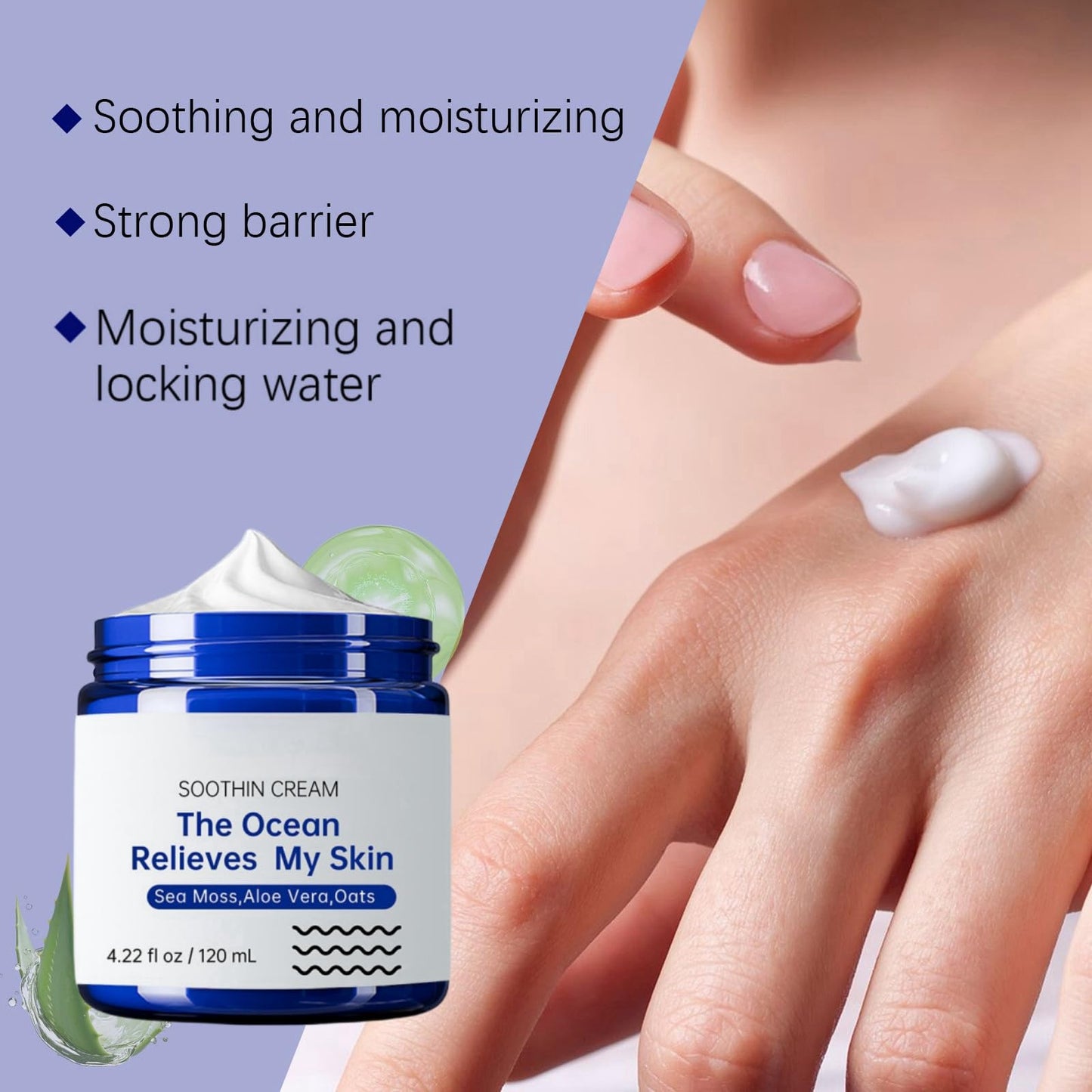 HIVETZ Natural Soothing Cream,Skin Repairing Cream for Face Body,Natural Face Cream Body Lotion,Hydrating Soothing Cream,Nourishing Face Moisturiser for Women and Men,Anti Wrinkle Moisturiser Face,120ml