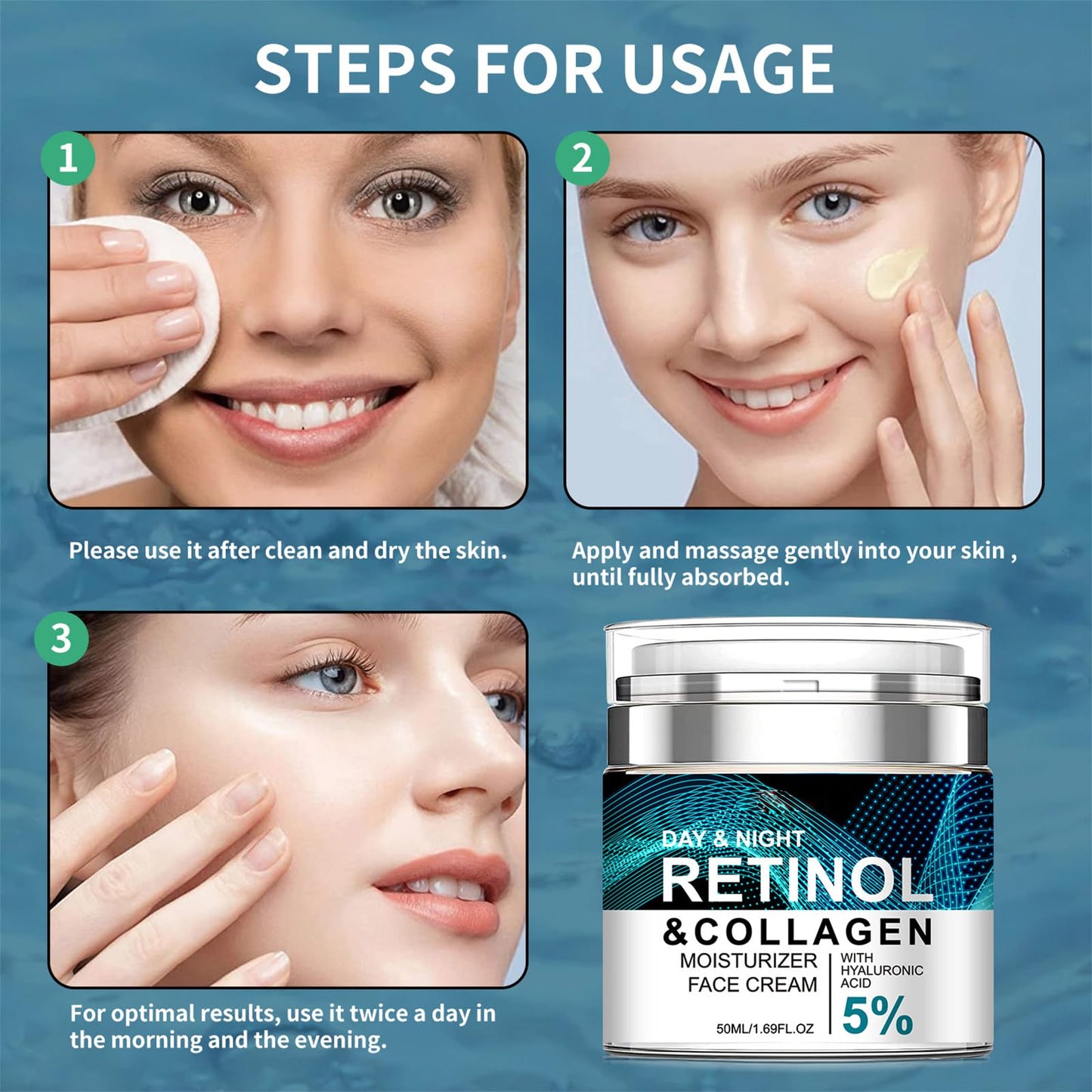 Shefave Retinol Cream For Face, Anti Aging Face Cream With 5% Hyaluronic Acid - Skin Tightening & Wrinkle Reduction Facial Moisturiser - Lifting And Firming For Youthful Glow