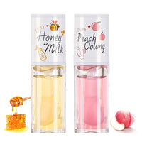 Leogony 2PCS Hydrating Jelly Cute Lip Glow Oil, Plumping Honey & Peach Lip Gloss, Moisturizing Fat Oils Lip Drip Set