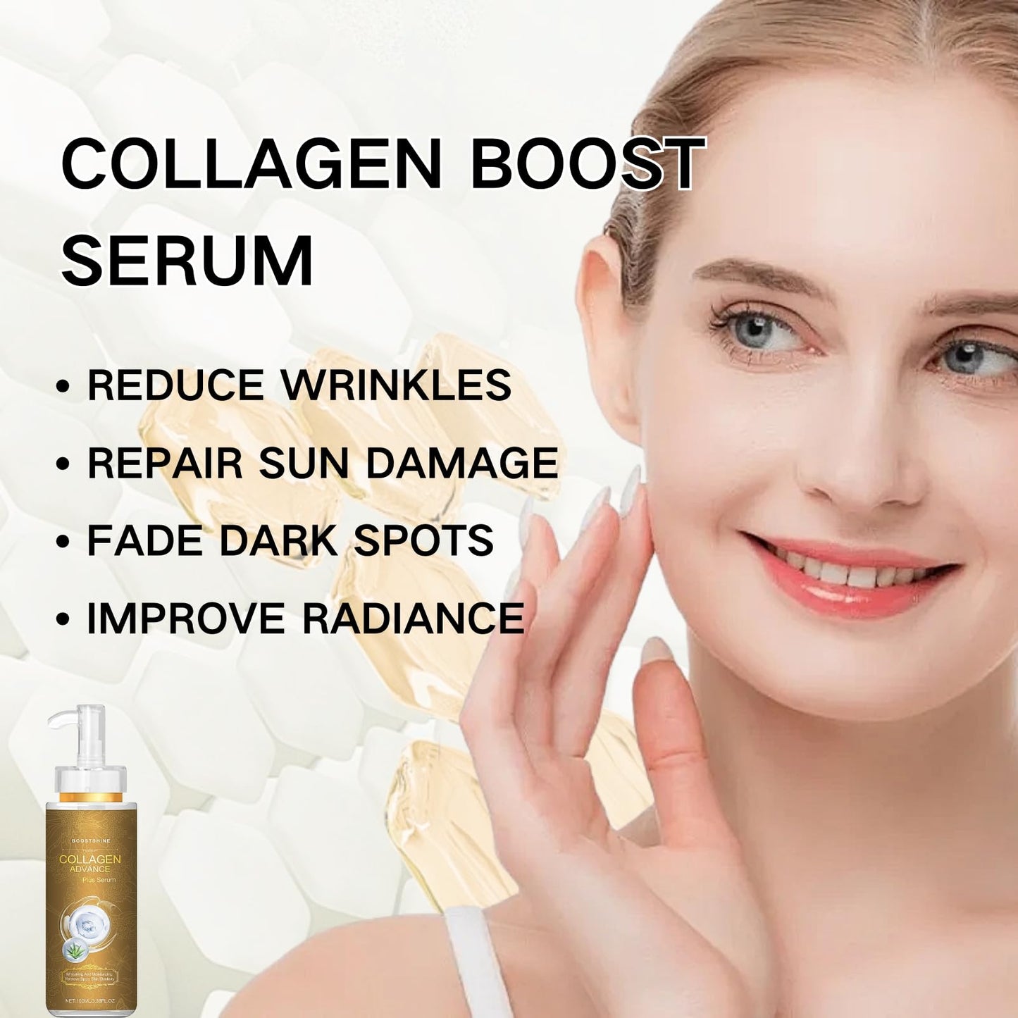 Collagen Boost Anti-Aging Serum, Wrinkle Fillers That Work Hydrating Serum, Dark Spot Correcting Glow Serum,Collagen Boost Serum For Face,Anti Aging & Wrinkle For Youthful Large-capacity 100 ML