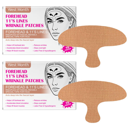 MADGININE 10 Pieces Forehead Wrinkle Patches,Wrinkle Patches High Elasticity Japanese Face Tape Moisturizing Face Tape Available for Both Men and Women Suitable for Forehead and Facial Wrinkles