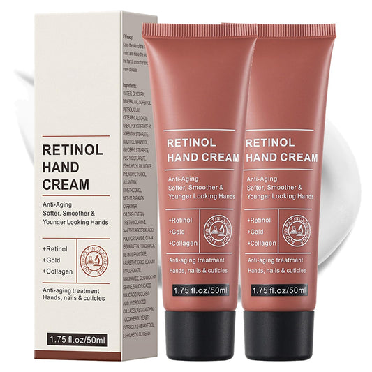 MINSHZEE Retinol Anti-Aging Hand Cream- Treatment for Women, Intense Hydration & Firming for very dry Hands, Visibly Reduces Wrinkles, Restores Elasticity, Care for Skin, Nails & Cuticles, 2pcs nt