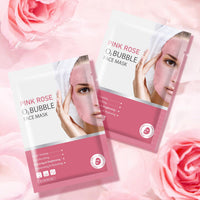 IREV 10 Pack Pink Rose O2 Bubble Face Masks Sheet Foaming Face Mask Purifying Facial Mask for Acne and Pores for Deep Cleansing and Rejuvenating Facial Treatment Mask Beauty Skincare