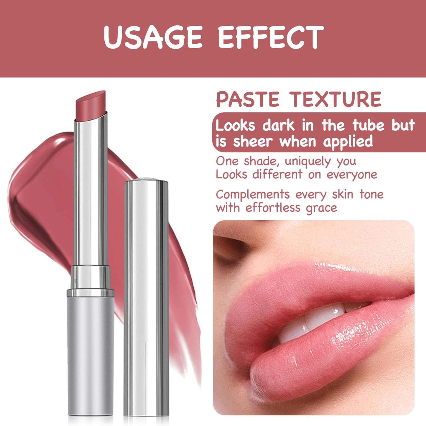 DOOCECIY Honey Lipstick, Pink Moisture Shine Hydrating Lipstick