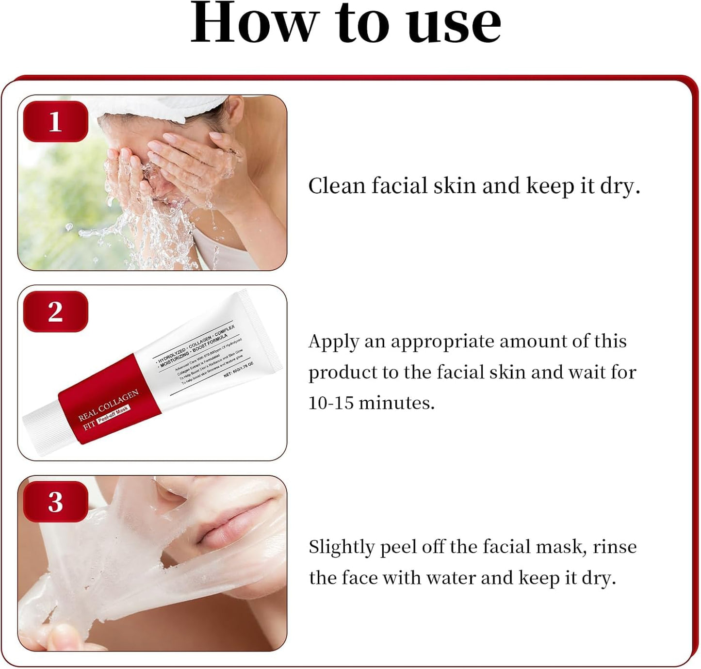 Real Collagen Fit Peel Off Facial Mask Restore Skin Elasticity,Collagen Night Wrapping Mask,Collagen Wrapping Mask,Hydrolyzed Collagen Perfect for Dry & Dehydrated Skin (2Pcs)