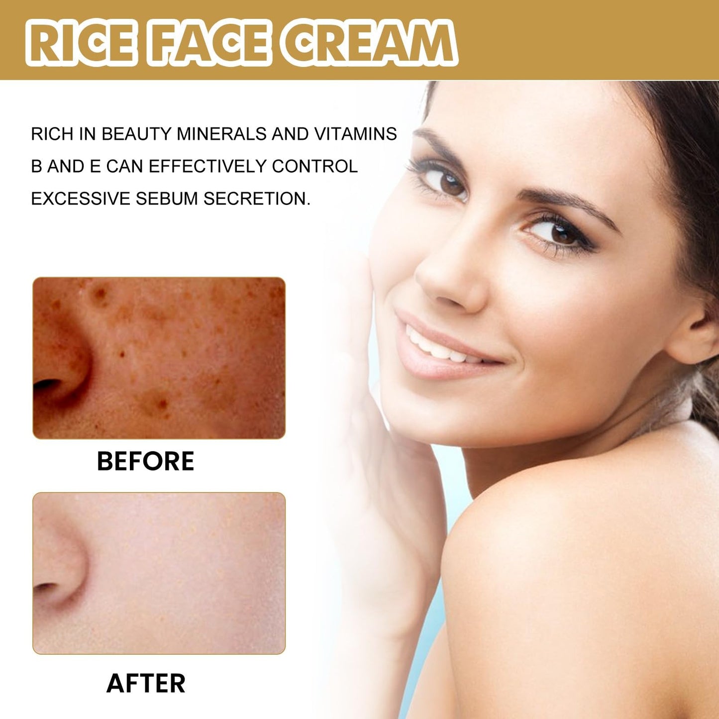 Jinjiar Rice Cream for Face,Hydrating Face Moisturiser,Rosacea Cream for Face,Anti Aging Fac-e Crea-m,Skin Tightening Crea-m for Face,Moisturiser Fa-ce Women,Night Cre-am for Women Anti Aging,Cre-am of Rice