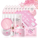 Shengqialun Skin Care Sets & Kits, 24PC Cherry Blossom Skincare Set Skin Care for Teenage Girls, Pamper Sets for Women with Face Cream,Face Serum,Lip Mask,Sleep Mask,Eye Mask,Mud Mask,Cleanser