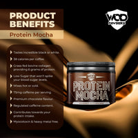 Protein Mocha | High Protein, Barista Grade Mocha, Grass-fed Bovine Collagen | 240g Tub with Scoop | Branded TrueStart with Hydrolysed Collagen | 6 Grams of Protein per Cup - Made by WOD Powders
