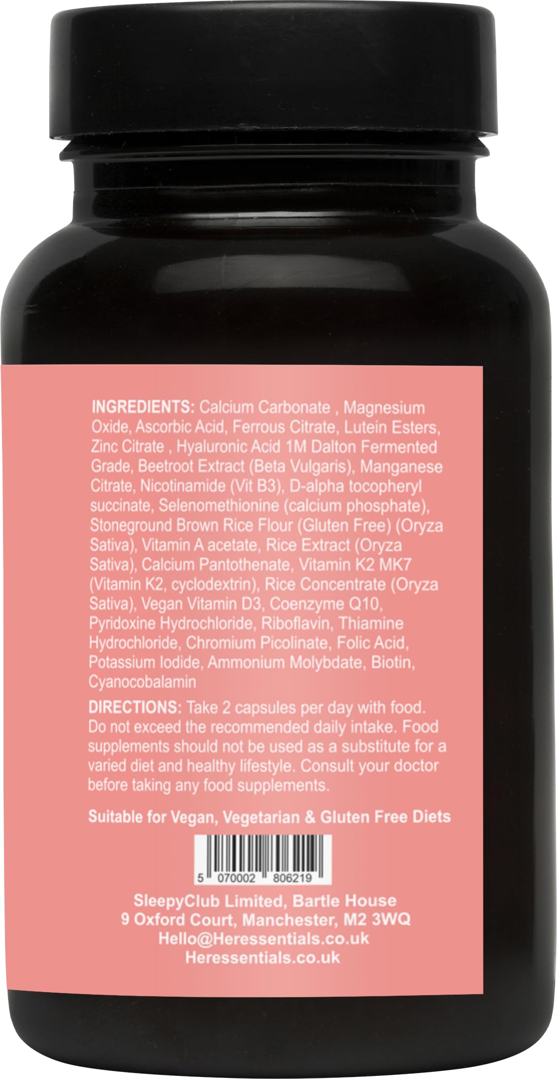 Women’s Multivitamins & Minerals with Hyaluronic Acid & Biotin | 26 Essential Vitamins, Minerals & Botanicals | Optimal doses | Vegan & Gluten Free | No Synthetic fillers | 60 Caps | Her Essentials