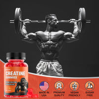 HOOLOO Creatine Gummies 5000mg Creatine Monohydrate with 1000mg BCAAs per Serving for Men & Women, Vegan & Sugar-Free, Easy Pre/Post Workout Gym Support for Performance and Muscle Power, 60 Count