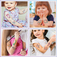 AmiCera Glitter Tattoos for Kids, 12 Sheets Temporary Tattoos for Kids Girls Boys, Fake Tattoo for Unicorn Birthday Party Bag Fillers, Face Body Sticker Party Decor Gifts Supplies, Safe & Long Lasting
