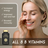 Vitamin B Complex High Strength - Slow Release Super B Complex 60 Tablets - Enriched with Vitamins D & C - Complete Vit B Supplement All 8 Vitamin B12, B6, Folic Acid, Biotin, B1, B2, B3, B5 - UK Made