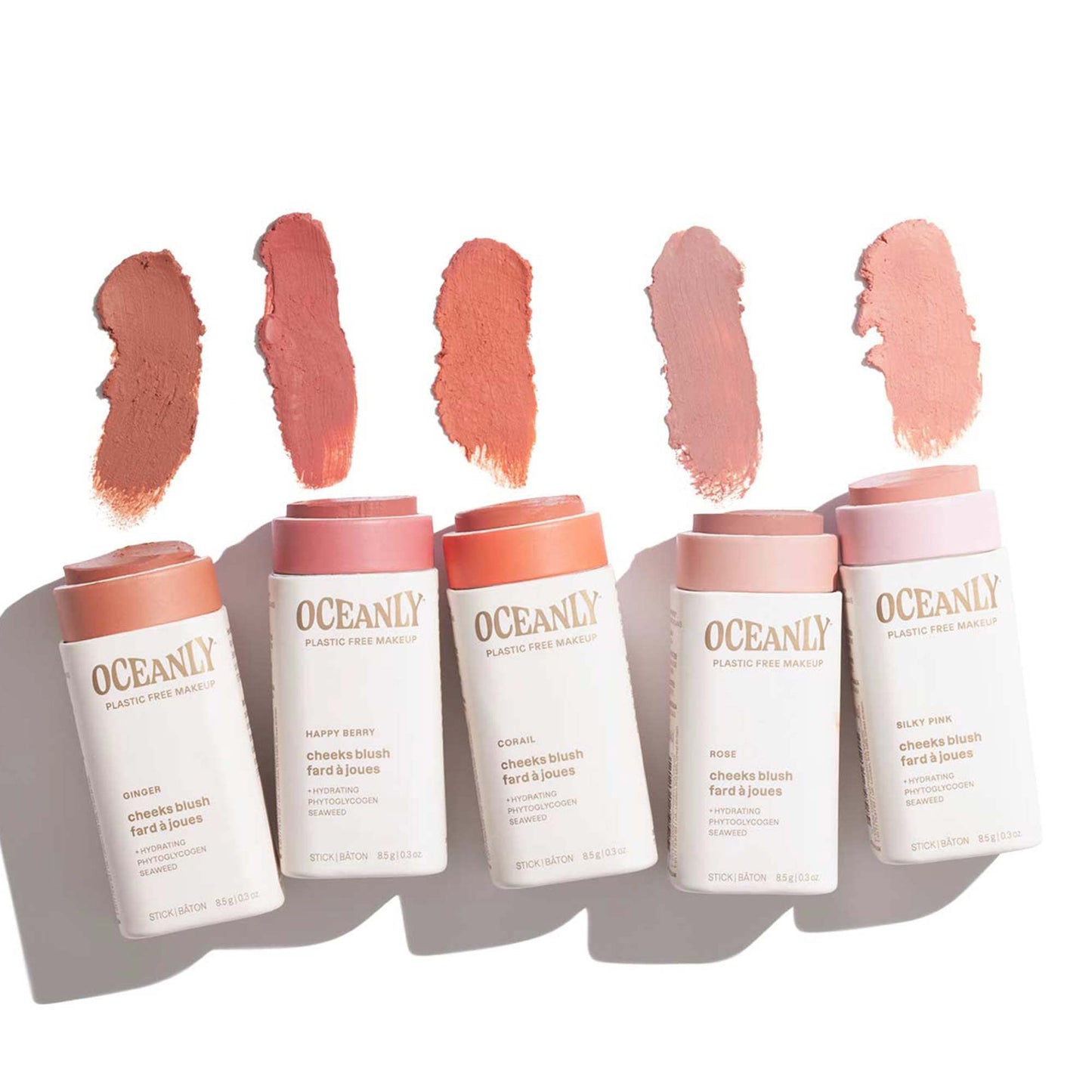 ATTITUDE Oceanly Plastic-Free Lightweight Blush Stick, Titanium Dioxide-Free, EWG Verified, Vegan Makeup, Rose, 8.5 grams