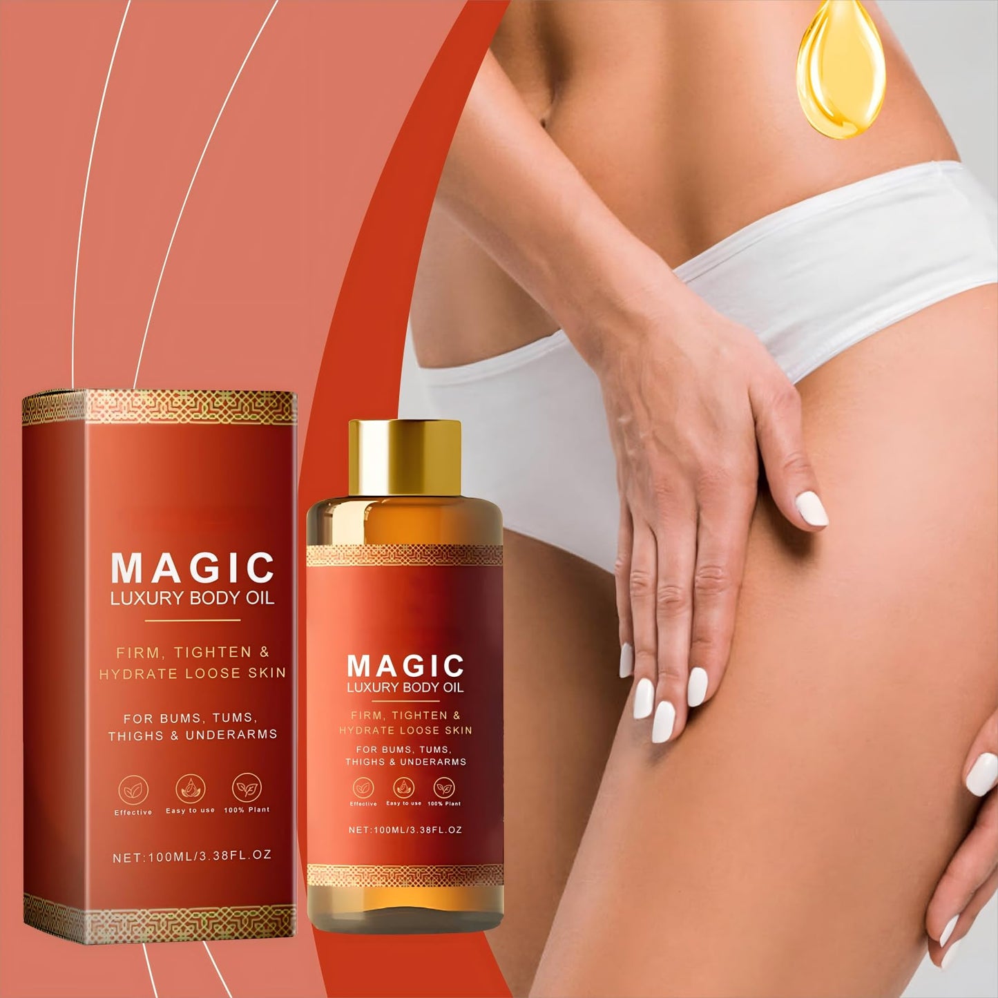Dabacc 2Magic Body Oil Firming, 100ml Luxury Firming Body Lotion, Magic Massage Oil, Radiant Skin Natural Body Moisturizing Oil for Women