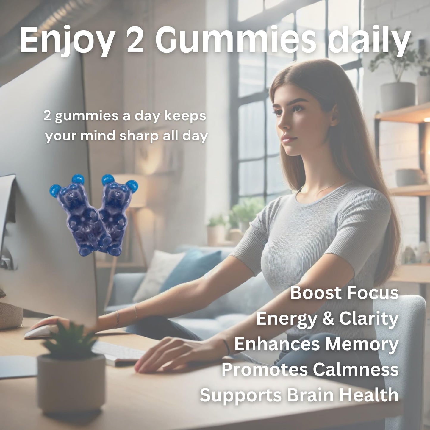 NeuroX Brain Health Gummies – Focus, Memory & Concentration Support with Ashwagandha, DHA, Brahmi Extract, Zinc, Magnesium & More – 60 Gummies