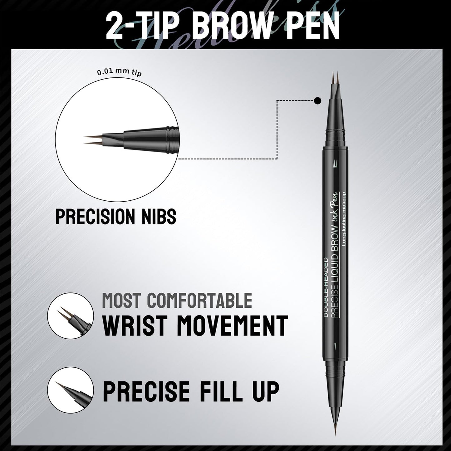 QUIWEN Eyebrow Pencil with Brow Brush, 2-in-1 Eye Brow Pencils for Women with Micro-Fork-Tip & Precise Brush-Tip Create Natural Hair-Like Brows, Long-Lasting Waterproof Double Ended Eyebrow Pen Brown