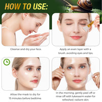 Midgpnes Snail Mucin Collagen Wrapping Peel Off Face Mask, Niacinamide Night Treatment, Deeply Hydrates and Tightens Soothes Skin,Firms Skin Overnight,75ml with Brush
