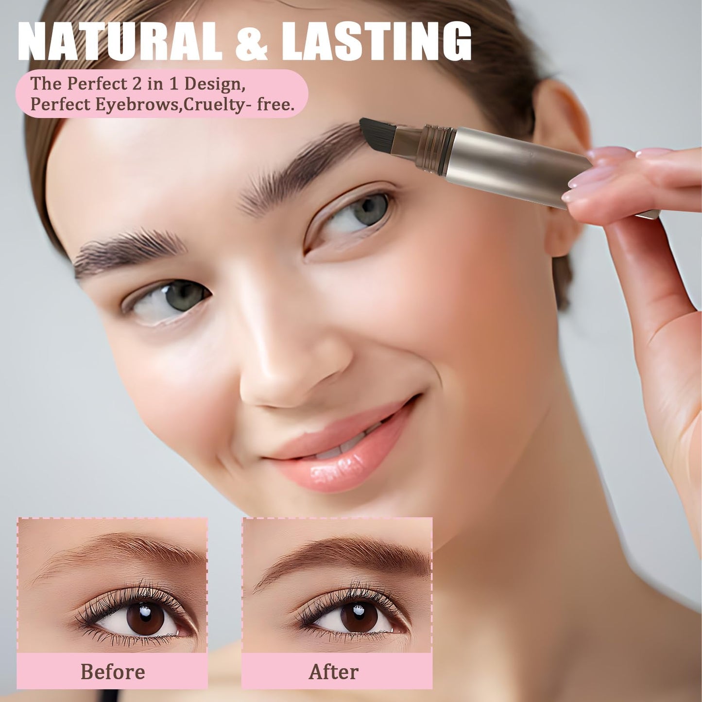 Liftique Instant Brow Brush,Beauty Brow Liquid Eyebrow Pen for Women Angled Brush Eyebrow Pencil Long Lasting Waterproof Anti Smudge Multi purpose Create Natural Eyebrow Shape (Gray Brown)