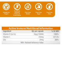 Solvotrin Active Immune | Vitamin D 2000IU | Vegan Formula | Vitamin D3 | Vitamin C & Zinc | 30 Capsules