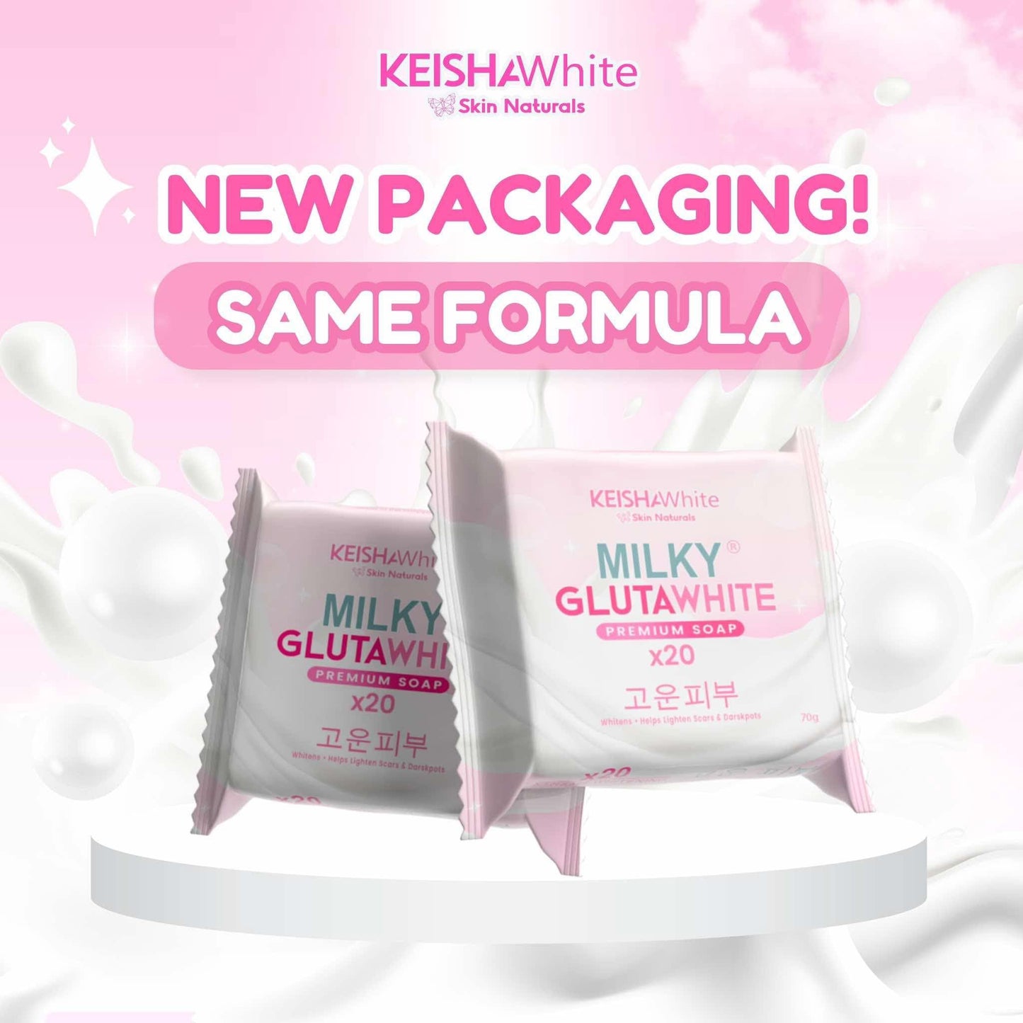 3 Bars Keishawhite Milky Gluta White premium Soap x20