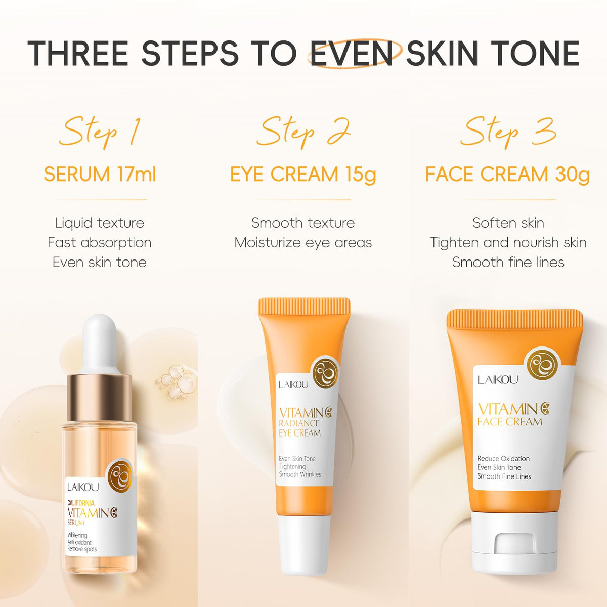 LAIKOU Skincare Set, Vitamin C Face Care Sets & Kits, Face Cream,Serum,Eye Cream,Handmade Soap & Sheet Masks, Hydrating, Brightening & Anti Aging for Radiant Skin Gift Set for Women Teenage Girls