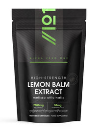 Lemon Balm Extract 7500mg - High Strength 6% Rosmarinic Acid (30mg) Supplement - 90 Vegan Capsules (3 Months Supply) - Resealable and Recyclable Pouch - by Alpha01