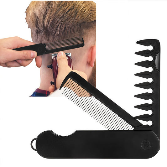 2-In-1 Folding Pocket Comb for Men,Folding Comb Travel Foldable Brush Co/mb Portable Hair Brush,Portable Fine Tooth & Wide Tooth Travel Co-mb,Foldable Hair Br/ush,Fold-ing Co/mb,Tra-vel Br/ush