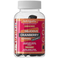 Nutrigums Cranberry & Vitamin C Gummy | Cherry Flavour | 60 Vegan Gummies | Cranberry Extract 9000mg (25% Proanthocyanidins) + Vitamin C 80mg | High Strength | UTI support for Women & Men by NUTRIGUMS®