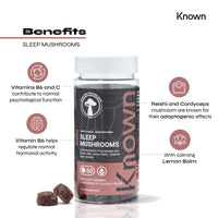 Sleep Support Mushrooms Gummies by Known Nutrition | Cordyceps & Reishi | Delicious Natural Pomegranate Flavour | 60 Two-a-Day Vegan Gummies (One Month’s Supply)