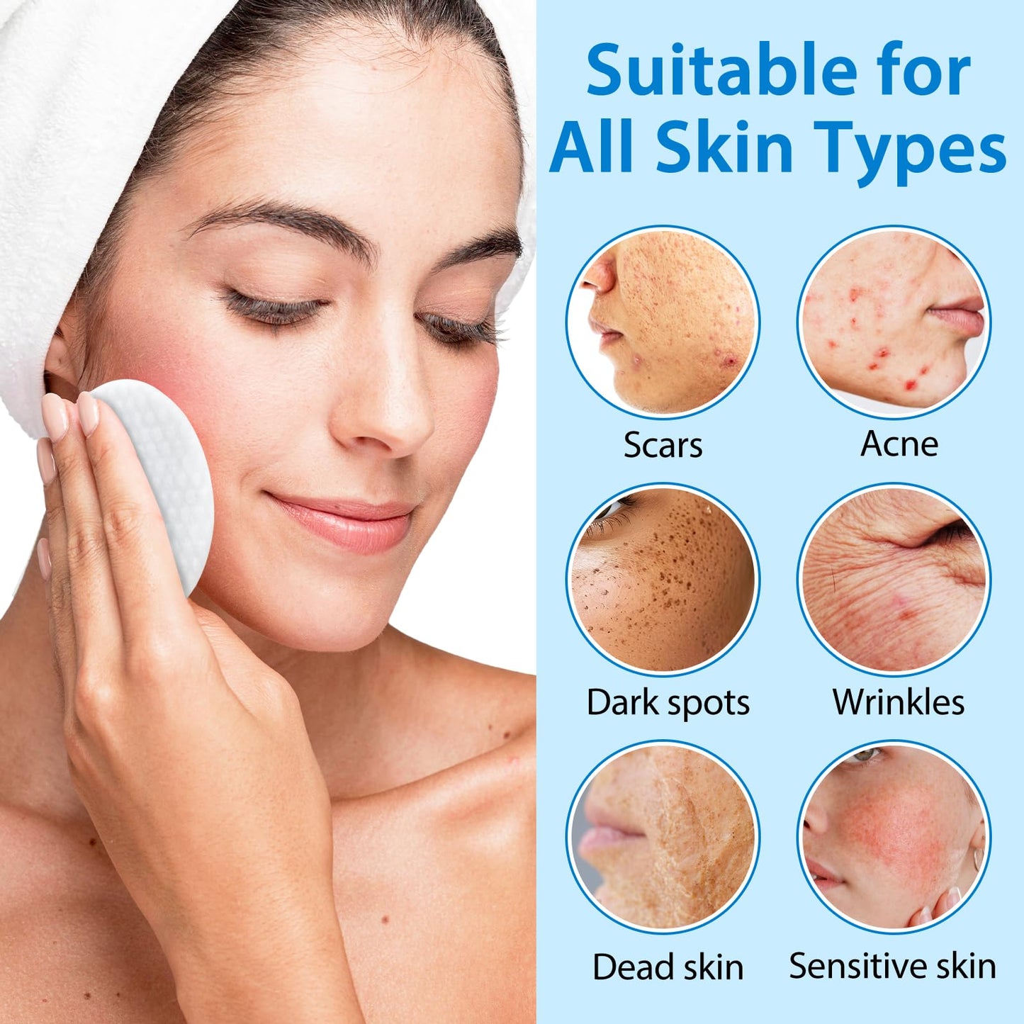 Generic Glycolic Acid Pads 40P, Acid Brush Cotton Pads, Glycolic Acid 20% Resurfacing Pads, With Vitamins B3, B5, C, E & Collagen, Exfoliates Surface Skin, For Smooth & Radiant Skin