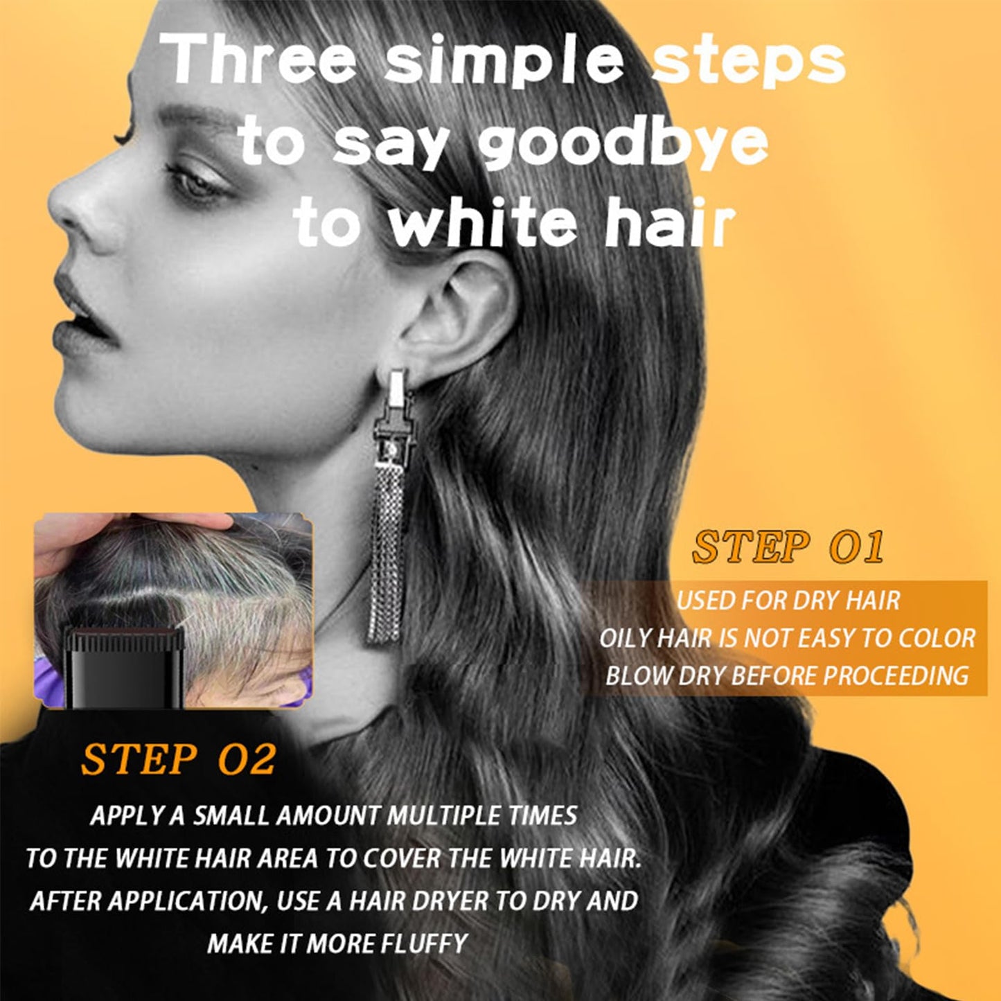 EliiSkinn Hair Dye Comb Hair Colour Stick - 2-in-1 Hair Color Stick with Built-in Comb – Instant Grey Hair Cover-Up for Men & Women. Waterproof, Sweat-Proof, & Portable. Easy, Safe & Convenient Brown Hair Dye C